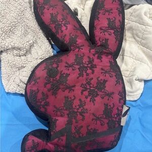 PLAYBOY Burgundy and Black Bunny Pillow